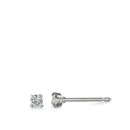 kolczyki wkrętki złoto białe 750/18 K Diament 0.10 ct