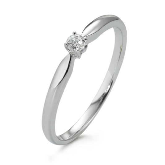 pierścionek solitär złoto białe 750/18 K Diament 0.10 ct, w-si