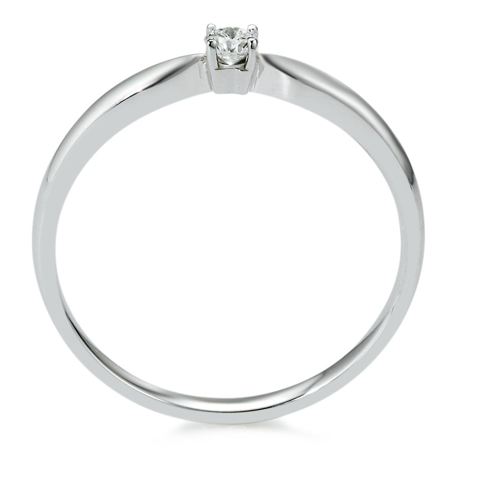 pierścionek solitär złoto białe 750/18 K Diament 0.10 ct, w-si