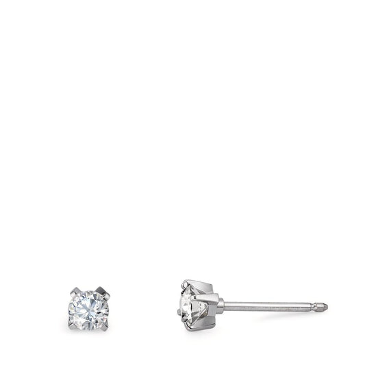 kolczyki wkrętki złoto białe 750/18 K Diament 0.20 ct, 2 kamienie, w-si