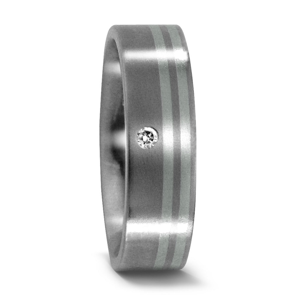 obrączka partnerska tytan, platyna 950 Diament 0.02 ct, w-si