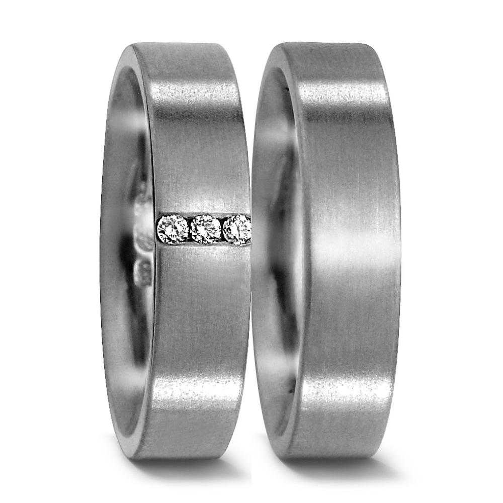 obrączka partnerska tytan Diament 0.03 ct, 3 kamienie, w-si