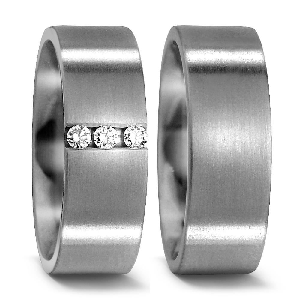 obrączka partnerska tytan Diament 0.09 ct, 3 kamienie, w-si