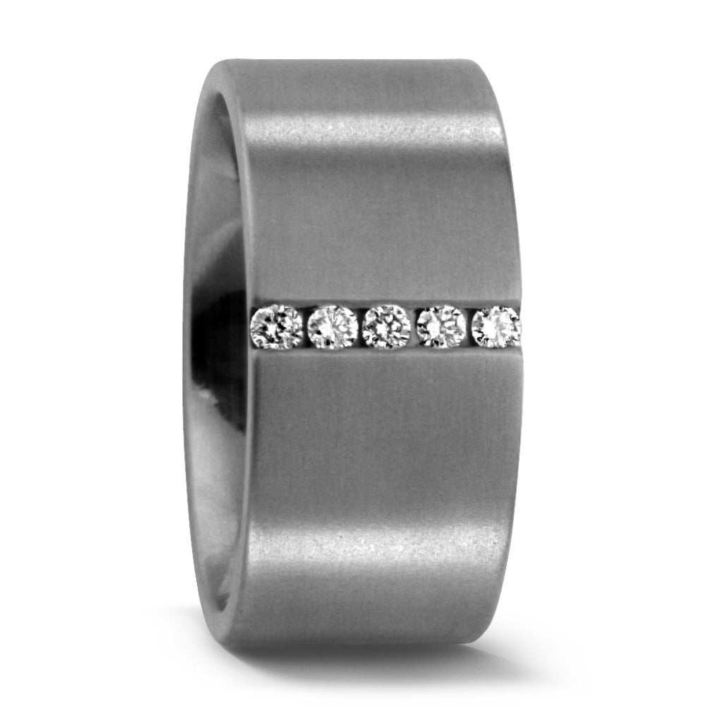 obrączka partnerska tytan Diament 0.10 ct, 5 kamienie, w-si