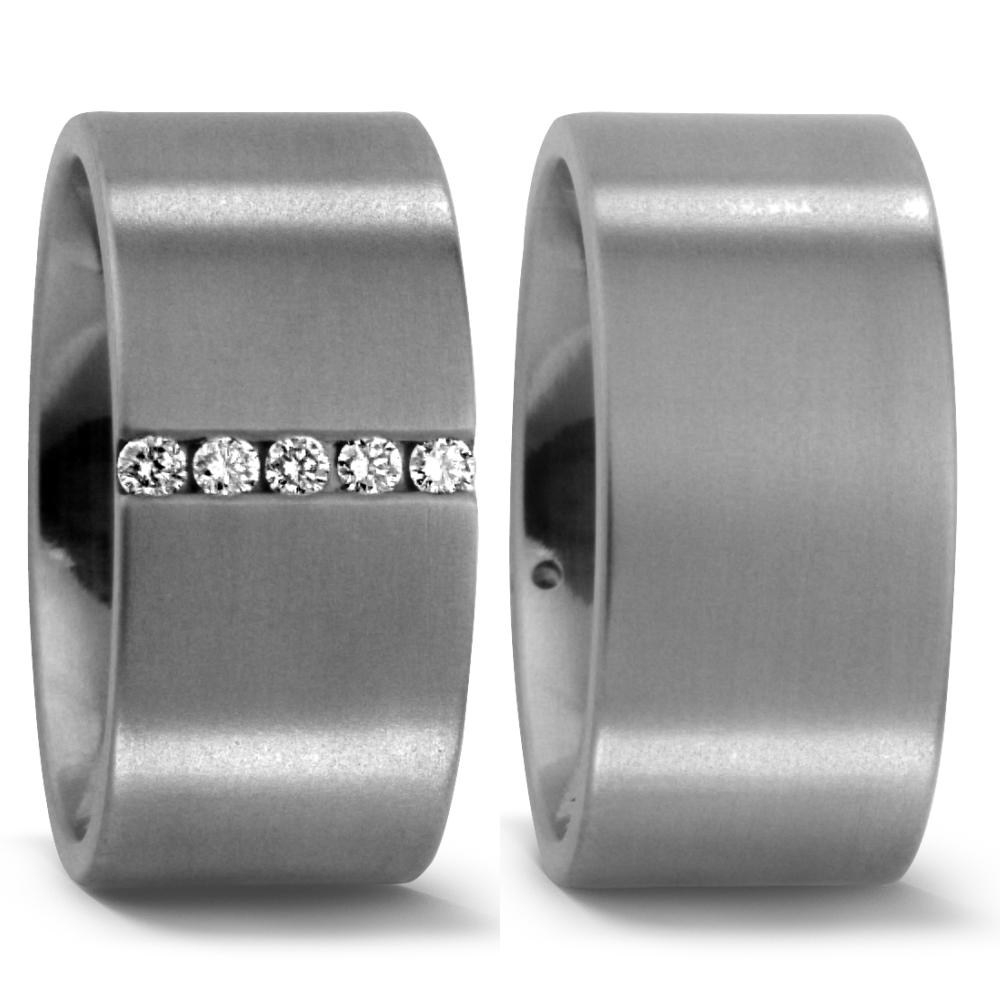 obrączka partnerska tytan Diament 0.10 ct, 5 kamienie, w-si