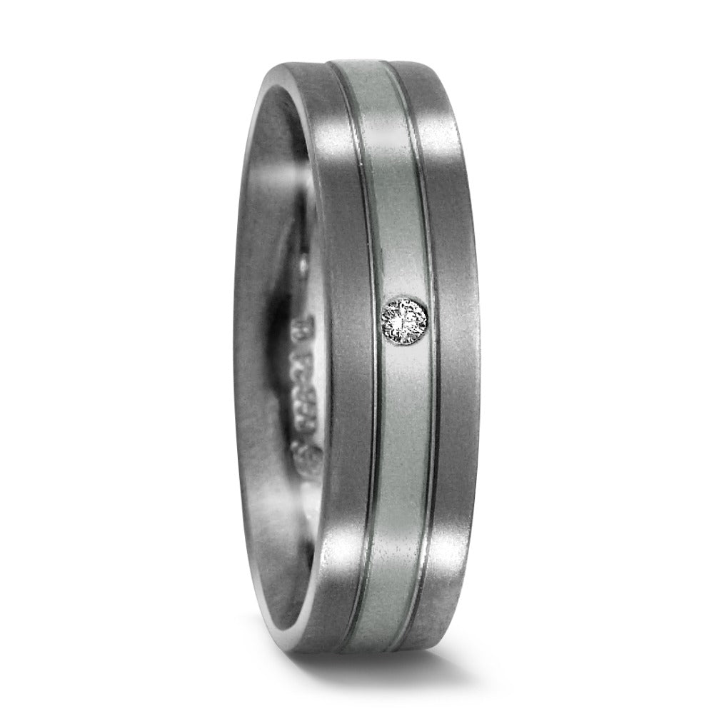 obrączka partnerska tytan, platyna 950 Diament 0.02 ct, w-si