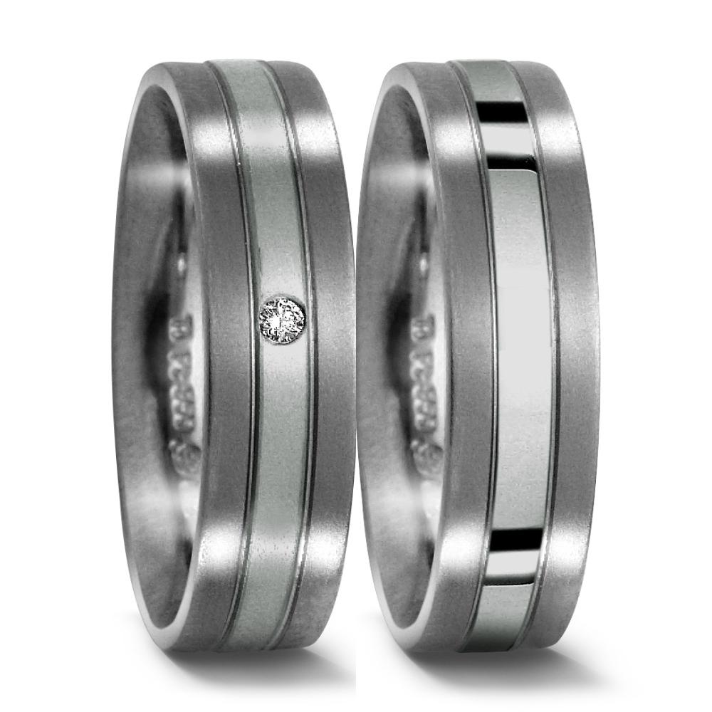 obrączka partnerska tytan, platyna 950 Diament 0.02 ct, w-si