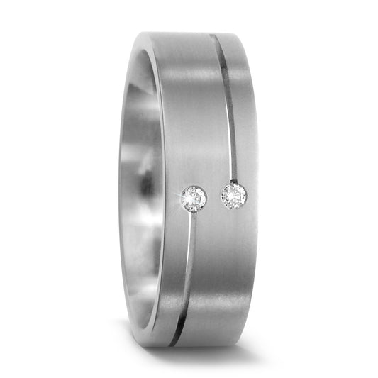 obrączka partnerska tytan Diament 0.03 ct, 2 kamienie, w-si