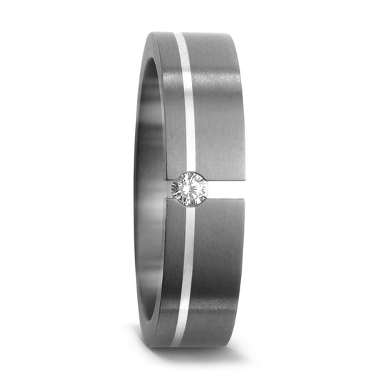 obrączka partnerska tytan, srebro Diament 0.05 ct, w-si