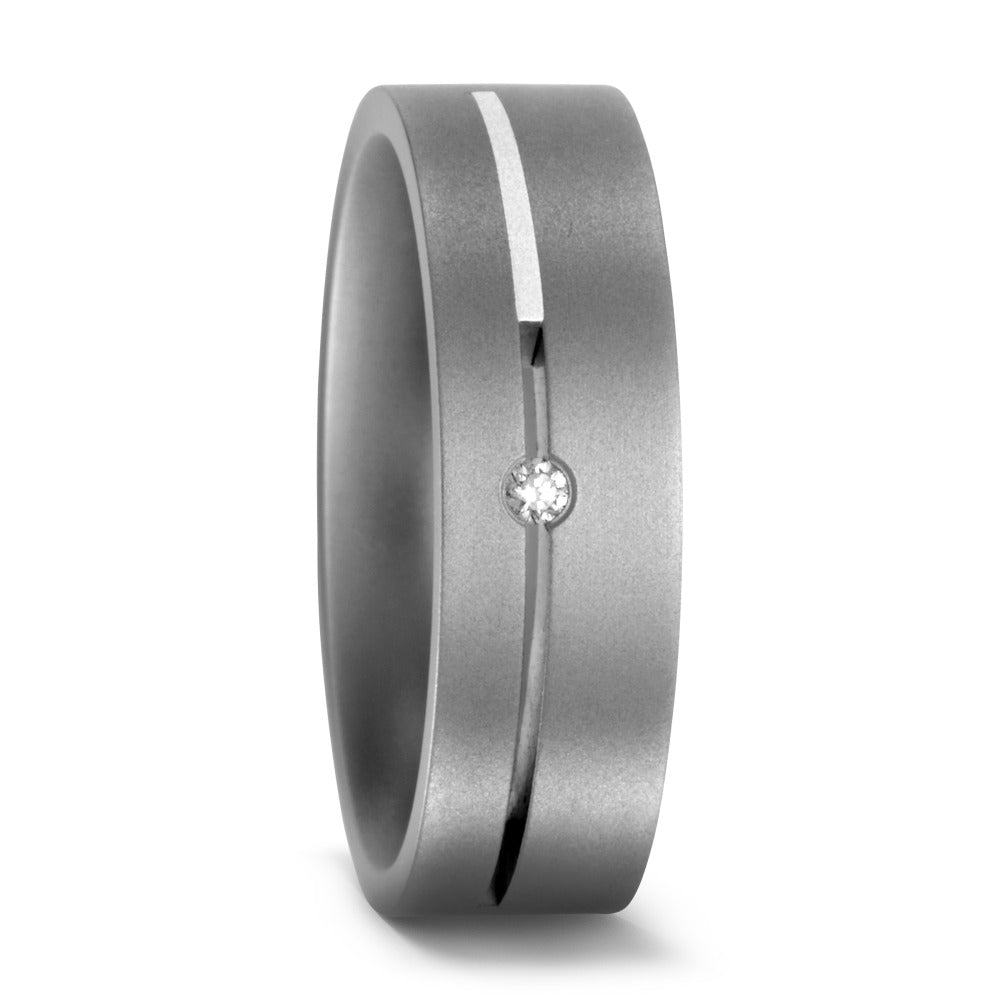 obrączka partnerska tytan, srebro Diament 0.02 ct, w-si