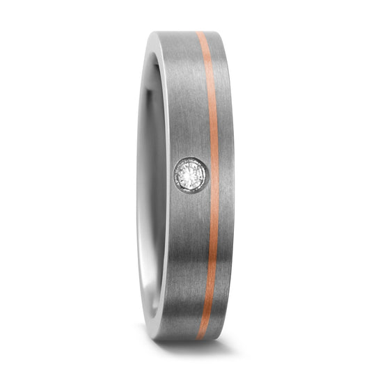 obrączka partnerska tytan, złoto czerwone 750/18 K Diament 0.05 ct, w-si