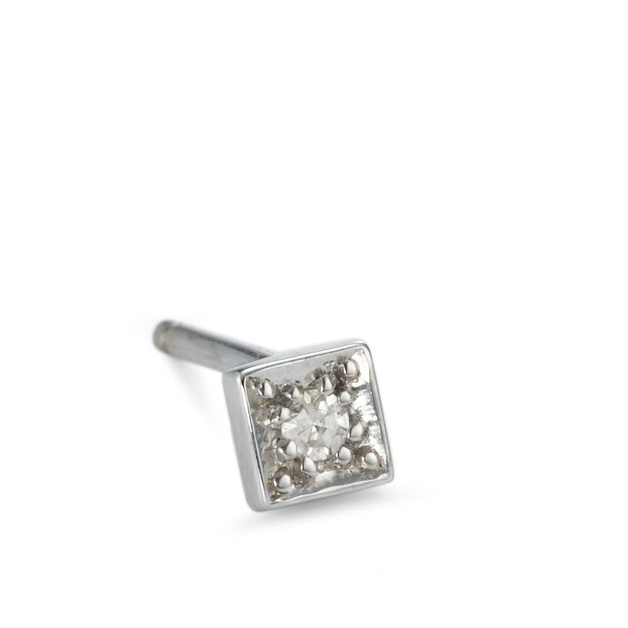 kolczyk wkrętka (1 sztuka) złoto białe 750/18 K Diament 0.03 ct, w-si