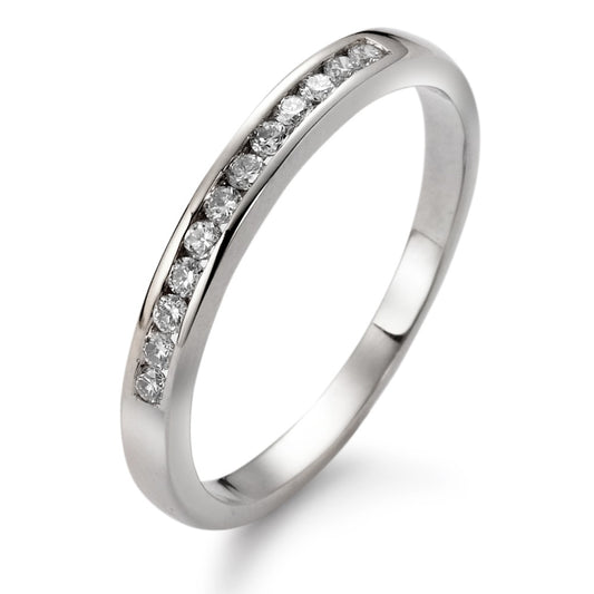 pierścionek pamięci złoto białe 750/18 K Diament 0.151 ct, 12 kamienie, tw-si