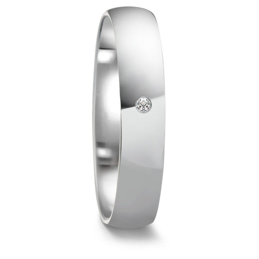 obrączka partnerska złoto białe 750/18 K Diament 0.02 ct, w-si