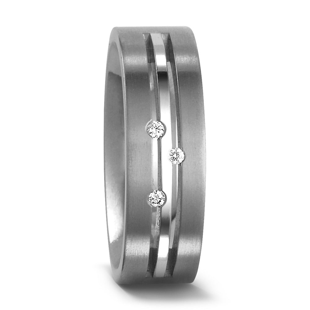 obrączka partnerska tytan Diament 0.03 ct, 3 kamienie, w-si