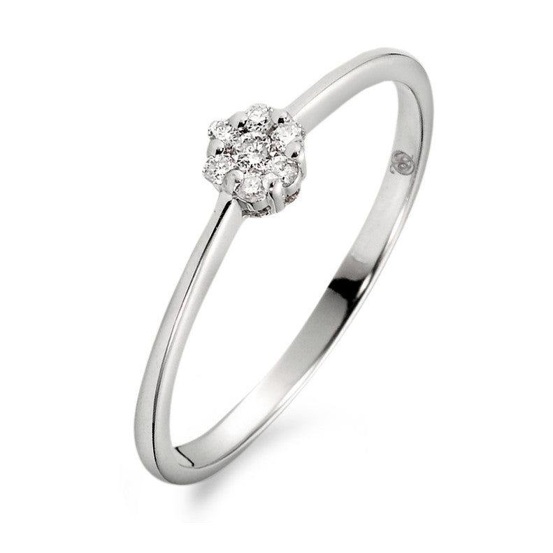 pierścionek złoto białe 750/18 K Diament biały, 0.08 ct, 7 kamienie, w-si Ø4 mm