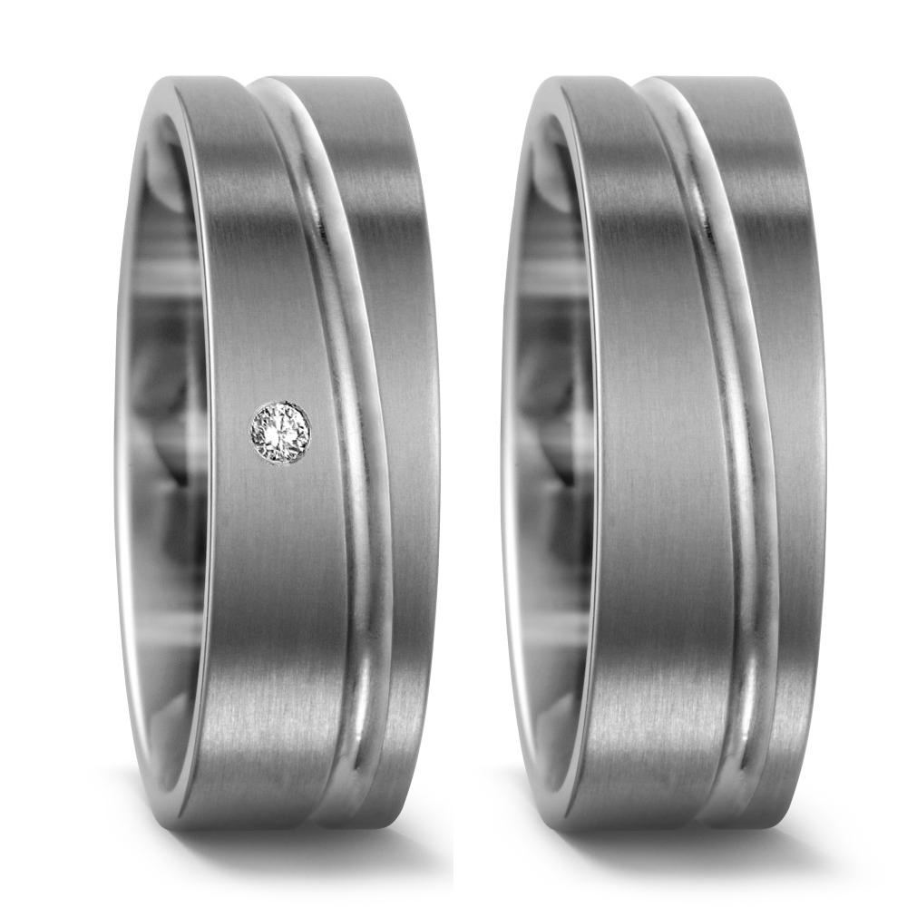 obrączka partnerska tytan Diament 0.02 ct, w-si