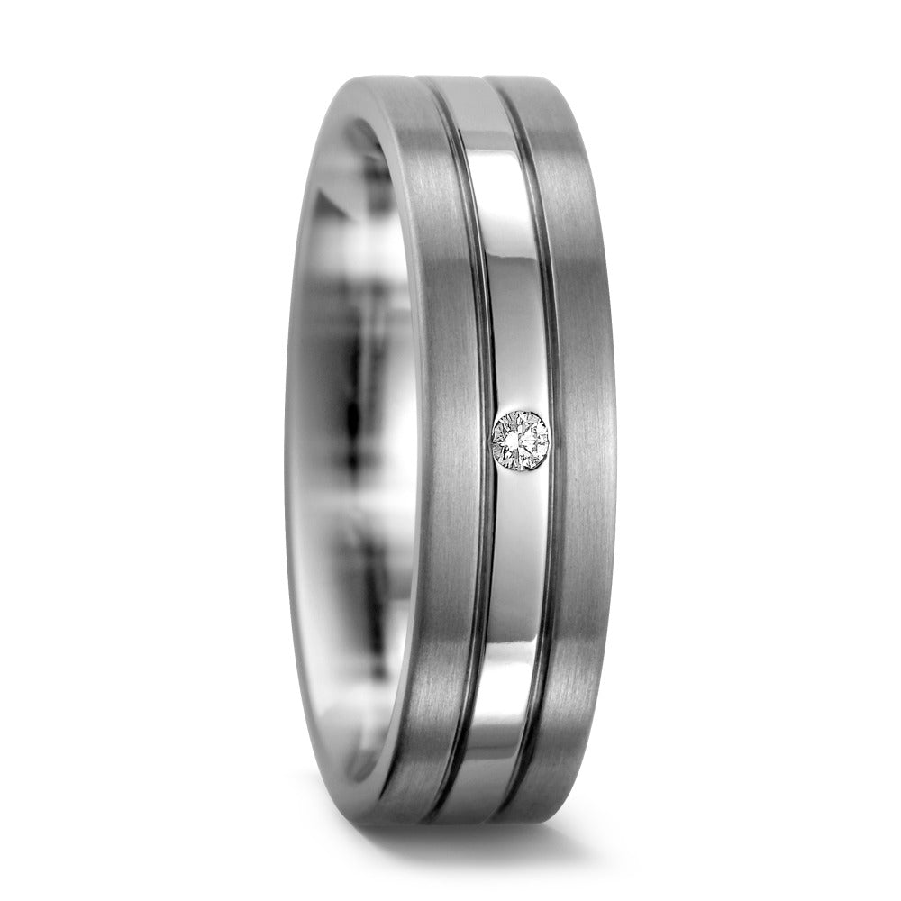 obrączka partnerska tytan, pallad 950 Diament 0.02 ct, w-si