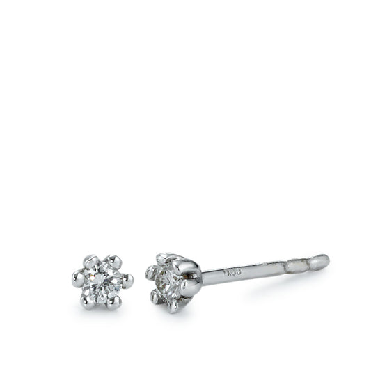 kolczyki wkrętki złoto białe 750/18 K Diament 0.10 ct, 2 kamienie, w-si Ø3.5 mm