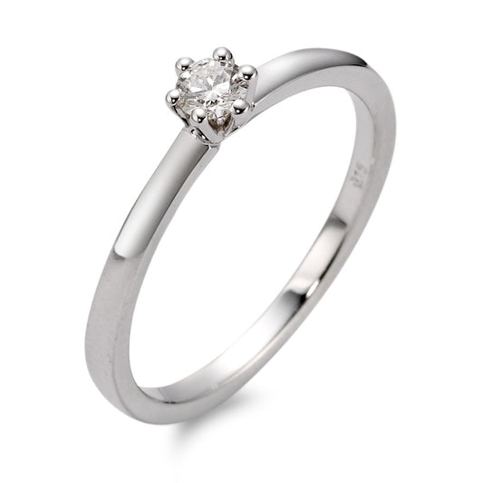 pierścionek solitär złoto białe 750/18 K Diament 0.15 ct, w-si