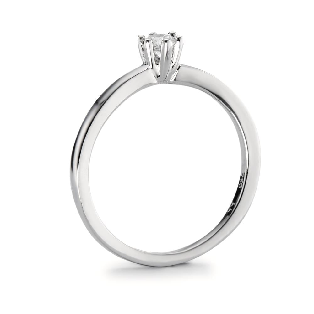 pierścionek solitär złoto białe 750/18 K Diament 0.15 ct, w-si