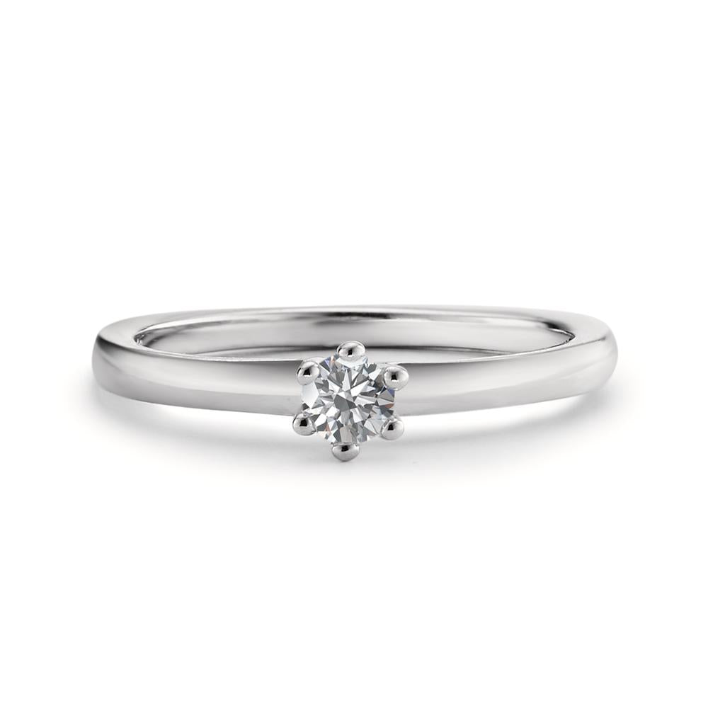 pierścionek solitär złoto białe 750/18 K Diament 0.15 ct, w-si