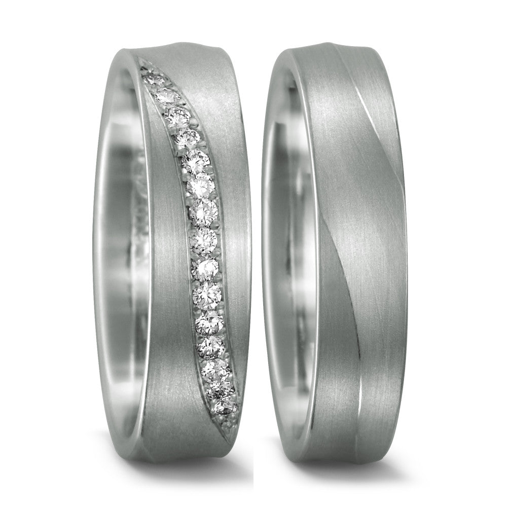 obrączka partnerska platyna 950 Diament 0.15 ct, 15 kamienie, tw-si