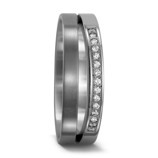 obrączka partnerska tytan Diament 0.15 ct, 15 kamienie, w-si