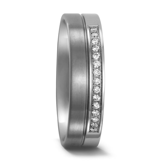 obrączka partnerska tytan Diament 0.15 ct, 15 kamienie, w-si