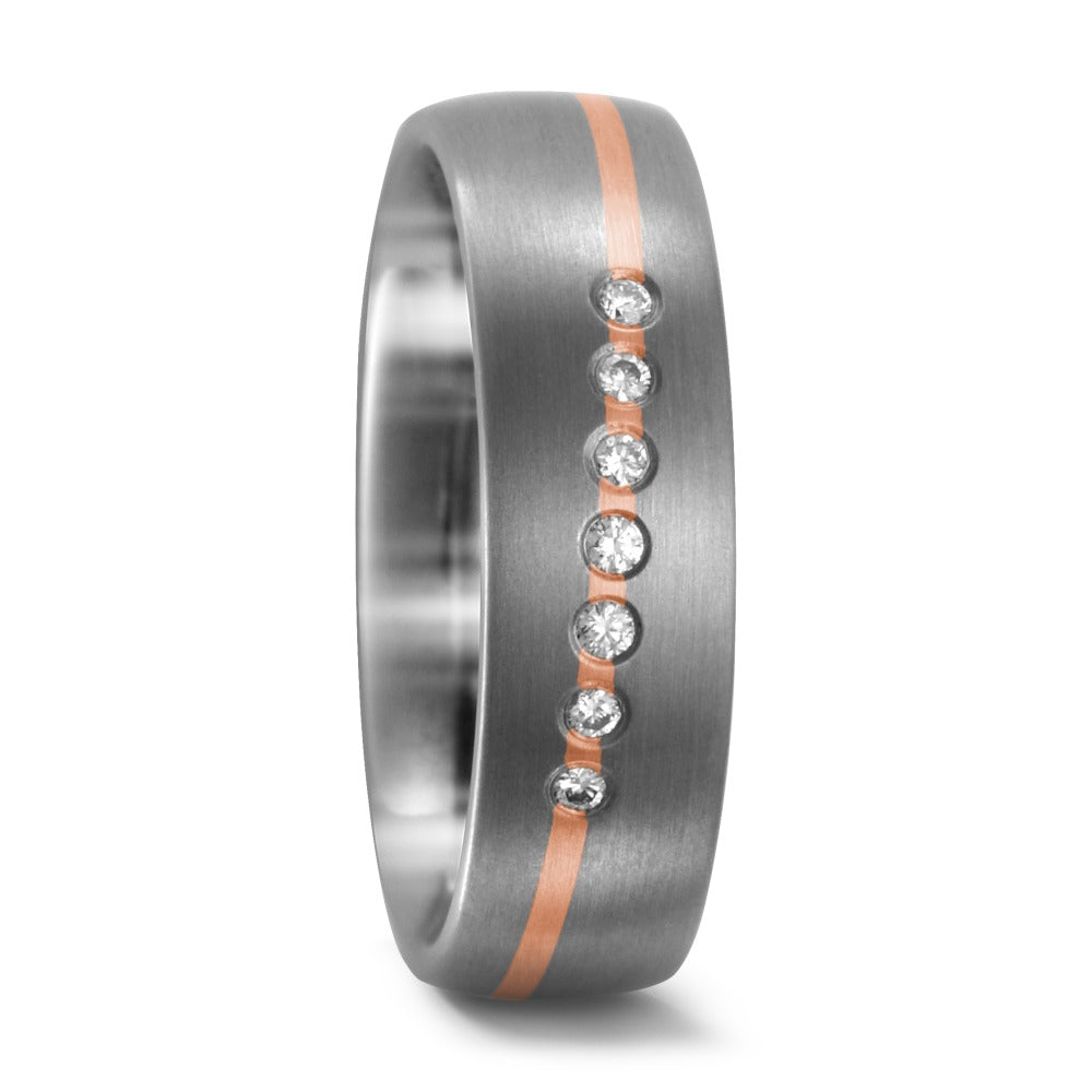 obrączka partnerska tytan, złoto czerwone 750/18 K Diament 0.07 ct, w-si