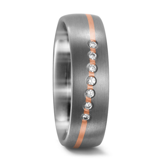 obrączka partnerska tytan, złoto czerwone 750/18 K Diament 0.07 ct, w-si