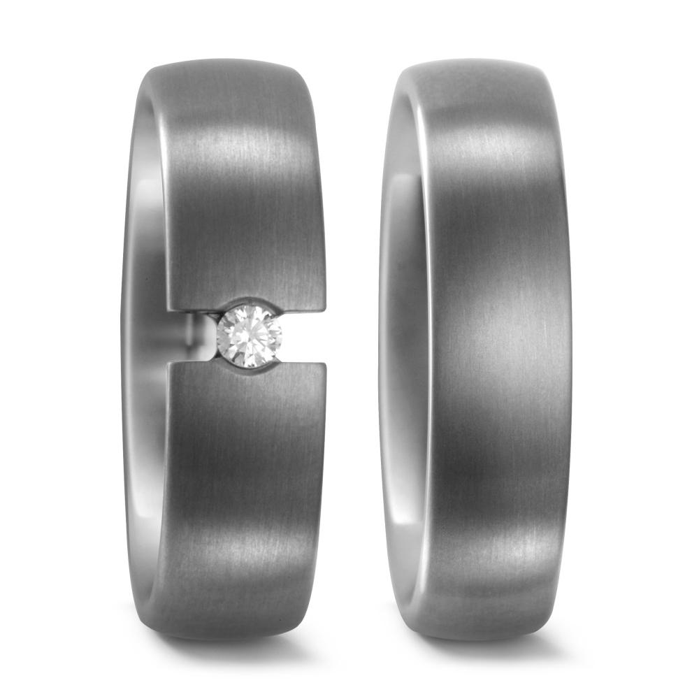 obrączka partnerska tytan Diament 0.05 ct, w-si