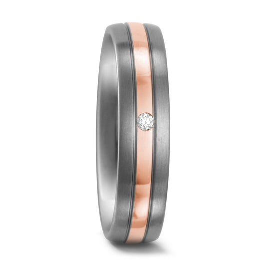 obrączka partnerska tytan, złoto czerwone 750/18 K Diament 0.02 ct, w-si