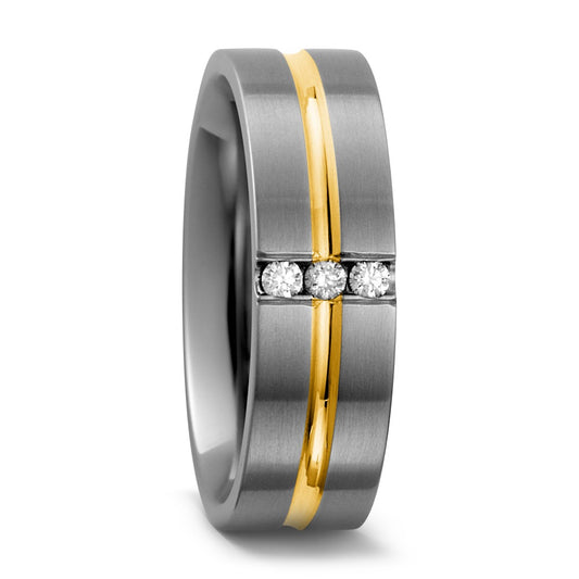 obrączka partnerska tytan, złoto żółte 750/18 K Diament 0.06 ct, w-si