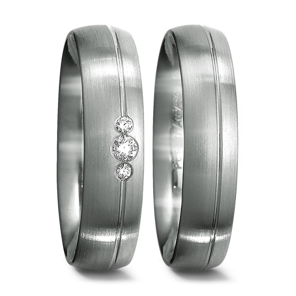 obrączka partnerska platyna 950 Diament 0.06 ct, 3 kamienie, tw-if