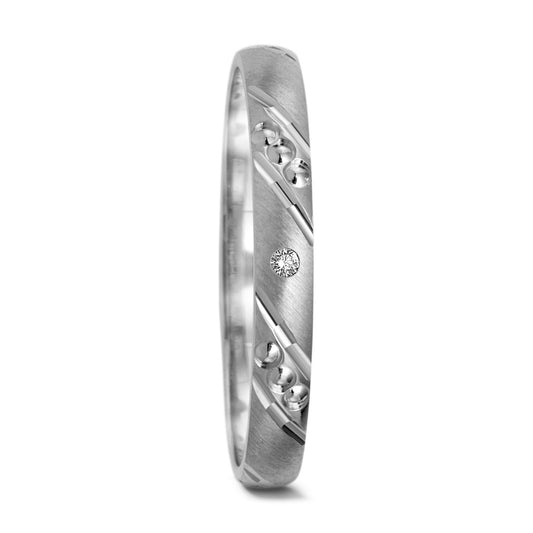 obrączka partnerska złoto białe 750/18 K Diament 0.01 ct, tw-si