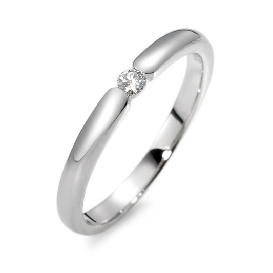 pierścionek solitär złoto białe 750/18 K Diament biały, 0.06 ct, [Brillant], w-si