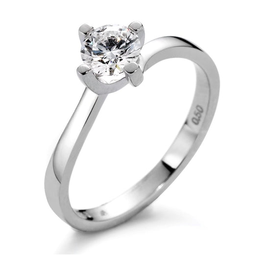 pierścionek solitär złoto białe 750/18 K Diament biały, 0.10 ct, [Brillant], w-si