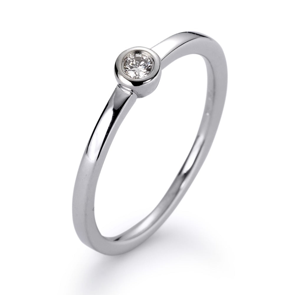 pierścionek solitär złoto białe 750/18 K Diament biały, 0.05 ct, [Brillant], w-si