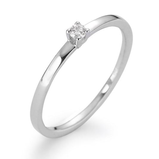 pierścionek solitär złoto białe 750/18 K Diament biały, 0.05 ct, [Brillant], w-si