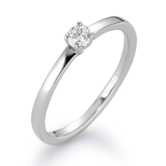 pierścionek solitär złoto białe 750/18 K Diament biały, 0.10 ct, [Brillant], w-si