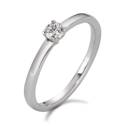 pierścionek solitär złoto białe 750/18 K Diament biały, 0.15 ct, [Brillant], w-si