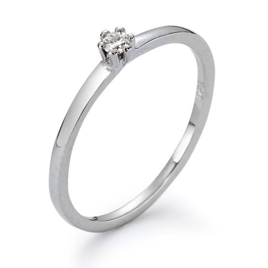 pierścionek solitär złoto białe 750/18 K Diament biały, 0.05 ct, [Brillant], w-si