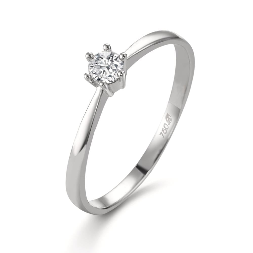 pierścionek solitär złoto białe 750/18 K Diament biały, 0.15 ct, si