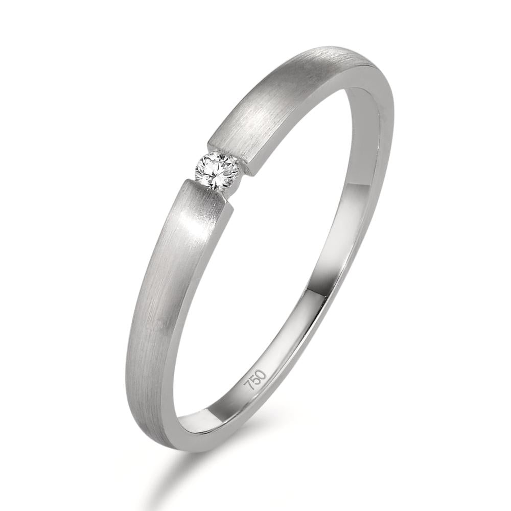 pierścionek solitär złoto białe 750/18 K Diament 0.03 ct, w-si