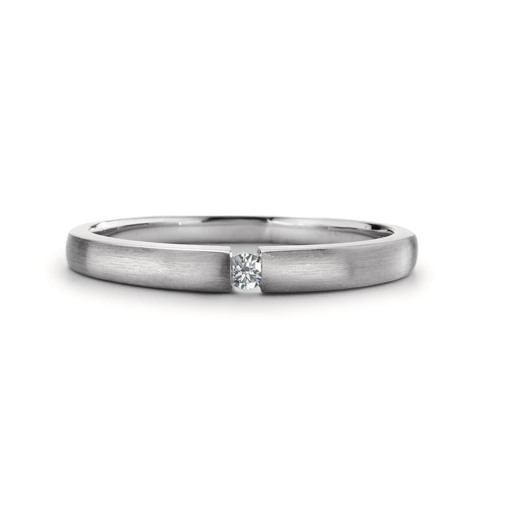 pierścionek solitär złoto białe 750/18 K Diament 0.03 ct, w-si