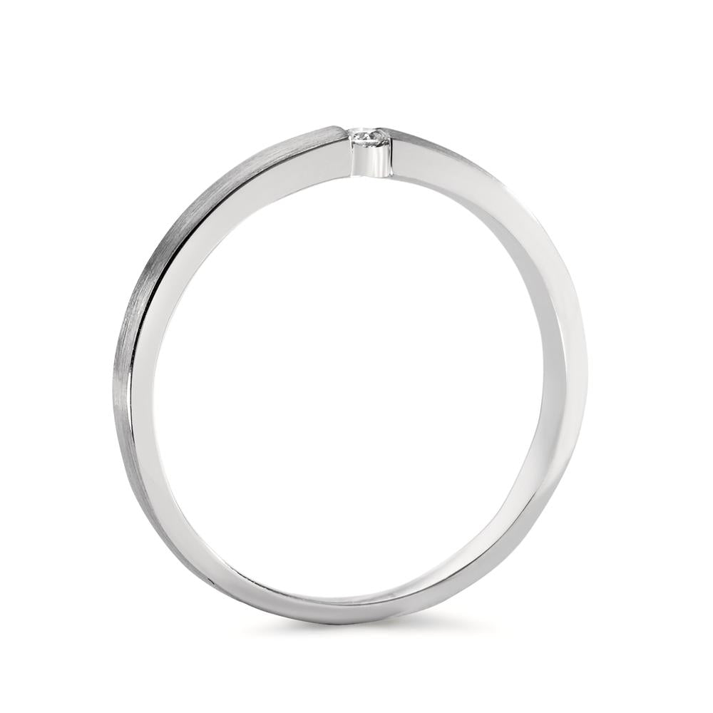 pierścionek solitär złoto białe 750/18 K Diament 0.03 ct, w-si