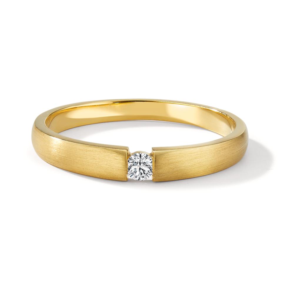 pierścionek solitär złoto żółte 750/18 K Diament 0.06 ct, w-si