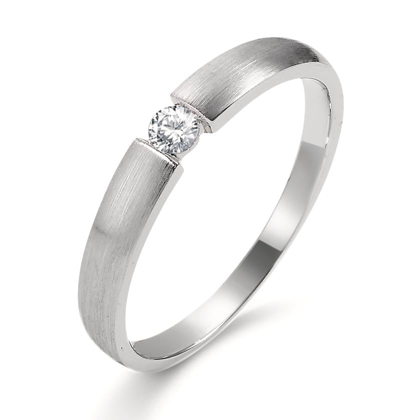 pierścionek solitär złoto białe 750/18 K Diament 0.06 ct, w-si