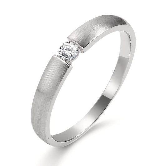 pierścionek solitär złoto białe 750/18 K Diament 0.06 ct, w-si